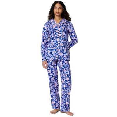 Amazon Damen Schlafanzug aus Baumwoll-Stretch-Popeline, Langärmelig mit Hose, Blaues Paisleymuster, L Amazon Damen Schlafanzug aus Baumwoll-Stretch-Popeline, Langärmelig mit Hose, Blaues Paisleymuster, L