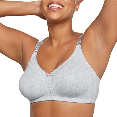 Bali Maidenform Damen Double Support Cotton Wirefree Bra BH, Blickdicht, grau meliert, 85C Bali Maidenform Damen Double Support Cotton Wirefree Bra BH, Blickdicht, grau meliert, 85C