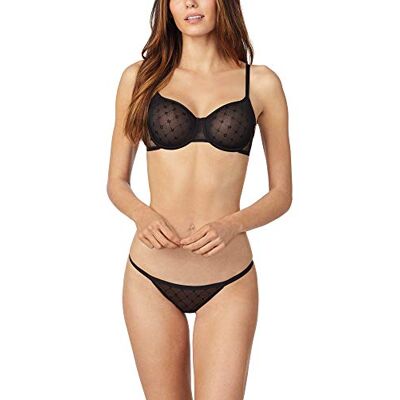 DKNY Damen Ungefütterter Halbschalen Monogramm-mesh Demi BH, Undurchsichtige, schwarz, 75A DKNY Damen Ungefütterter Halbschalen Monogramm-mesh Demi BH, Undurchsichtige, schwarz, 75A