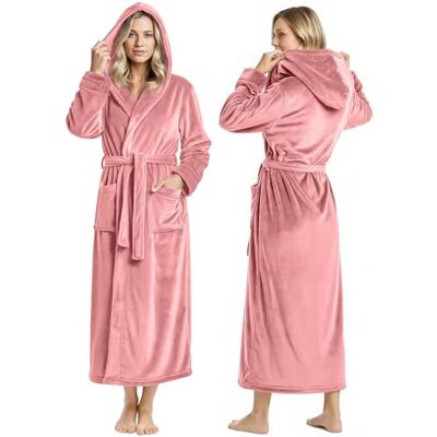 NY Threads Frauen Fleece Kapuzen-Bademantel Plüsch Lange Robe, Koralle, Small NY Threads Frauen Fleece Kapuzen-Bademantel Plüsch Lange Robe, Koralle, Small