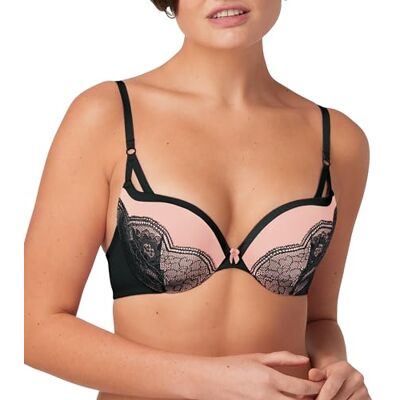 Maidenform Damen Bügel, Love The Lift Smoothing Lace Demi, Push-up BH, Undurchsichtige, Schwarze, sanfte Pfirsichschnürste, 80B Maidenform Damen Bügel, Love The Lift Smoothing Lace Demi, Push-up BH, Undurchsichtige, Schwarze, sanfte Pfirsichschnürste, 80B