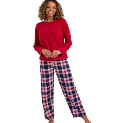 Indigo Sky Rosie Damen-Schlafanzug-Set aus weicher Baumwolle, Bequeme Loungewear für den Alltag, mit bedruckter Pyjamahose und gemütlichem Langarm-Top, Kirschrot kariert, 18-20 Indigo Sky Rosie Damen-Schlafanzug-Set aus weicher Baumwolle, Bequeme Loungewear für den Alltag, mit bedruckter Pyjamahose und gemütlichem Langarm-Top, Kirschrot kariert, 18-20