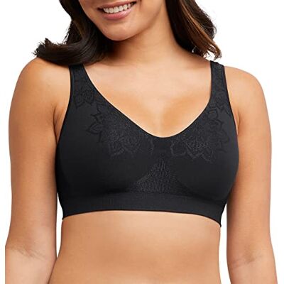 Bali Bügelloser Damen-BH Comfort Revolution Nahtloser Bra ComfortFlex Fit Feuchtigkeitstransport, Schwarzes Aztekenmuster, Large Bali Bügelloser Damen-BH Comfort Revolution Nahtloser Bra ComfortFlex Fit Feuchtigkeitstransport, Schwarzes Aztekenmuster, Large