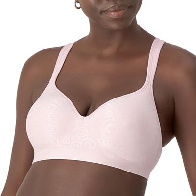 Bali Damen Drahtloser Df3463, Comfort Revolution, Bügelloser, Feuchtigkeitsableitender BH, Hush Pink Swirl, 90B Bali Damen Drahtloser Df3463, Comfort Revolution, Bügelloser, Feuchtigkeitsableitender BH, Hush Pink Swirl, 90B