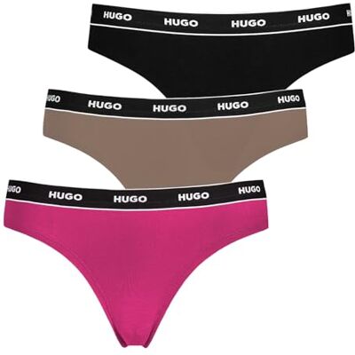 HUGO Damen Triplet Thong Stripe Dreierpack Strings aus Stretch-Baumwolle mit Logos am Bund HUGO Damen Triplet Thong Stripe Dreierpack Strings aus Stretch-Baumwolle mit Logos am Bund