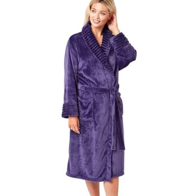 Indigo Sky Tanya Ripple Fleece Schalkragen Bademantel, violett, 42 Indigo Sky Tanya Ripple Fleece Schalkragen Bademantel, violett, 42