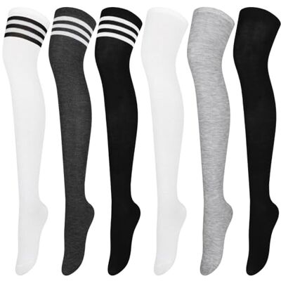 Aneco 6 Paar Overknee Oberschenkelsocken Kniehoch Warm Strumpf Frauen Stiefel Socken Beinwärmer Hohe Socken für Alltag, Cosplay, Gemischte Farbe a, One size Aneco 6 Paar Overknee Oberschenkelsocken Kniehoch Warm Strumpf Frauen Stiefel Socken Beinwärmer Hohe Socken für Alltag, Cosplay, Gemischte Farbe a, One size