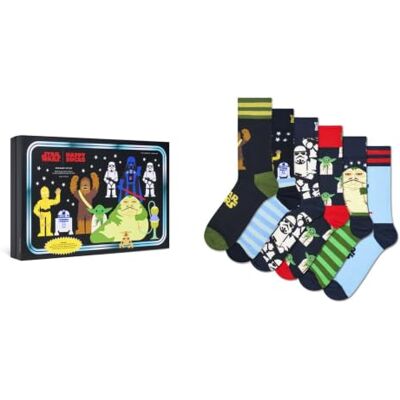 Happy Socks Star Wars Socken und Geschenkboxen mit Ahsoka, Grogu, Mandalorianer, Darth Vader, Yoda und mehr, 36-40 & 41-46 Happy Socks Star Wars Socken und Geschenkboxen mit Ahsoka, Grogu, Mandalorianer, Darth Vader, Yoda und mehr, 36-40 & 41-46