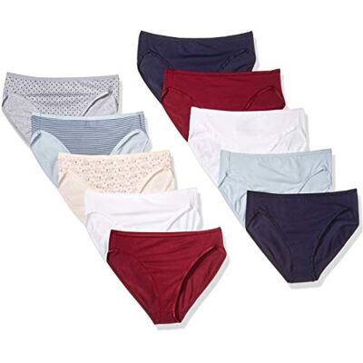 Amazon Damen Unterhosen aus Baumwoll-Stretch, Hoch Geschnittenes Bikini-Höschen, 10er Pack, 10-pack Warm/Cool Prints, 36 Amazon Damen Unterhosen aus Baumwoll-Stretch, Hoch Geschnittenes Bikini-Höschen, 10er Pack, 10-pack Warm/Cool Prints, 36
