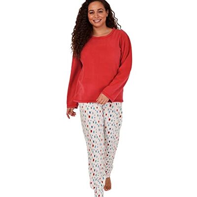 Indigo Sky Damen Women's Gemma Cosy Fleece Cuffed Pyjama Pyjamaset, Spice Red Splat Spot, Indigo Sky Damen Women's Gemma Cosy Fleece Cuffed Pyjama Pyjamaset, Spice Red Splat Spot,