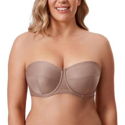 DELIMIRA Damen Trägerloser BH mit Bügel Backstein 90D DELIMIRA Damen Trägerloser BH mit Bügel Backstein 90D