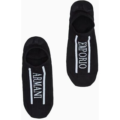 Giorgio Armani Damen-Socken mit ikonischem Logoband, lang, Schwarz, Größe L/XL, 2er-Pack Giorgio Armani Damen-Socken mit ikonischem Logoband, lang, Schwarz, Größe L/XL, 2er-Pack