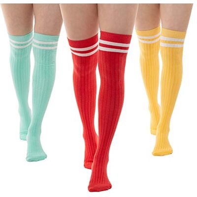 SERICI Kitsune Klothing Oberschenkellange Socken Damen Gestreifte Baumwolle Oberschenkelhohe Schlauchsocken Overknee-Stiefelsocken - Medium SERICI Kitsune Klothing Oberschenkellange Socken Damen Gestreifte Baumwolle Oberschenkelhohe Schlauchsocken Overknee-Stiefelsocken - Medium