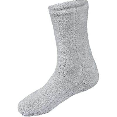 Sleepdown Damen Teddy-Fleece-Socken, Grau, M-L Sleepdown Damen Teddy-Fleece-Socken, Grau, M-L