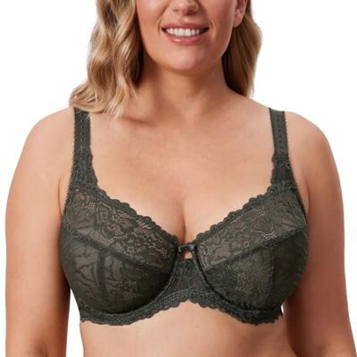 DELIMIRA Damen Minimizer Spitzen BH mit Bügel Vollschalen, Große Größen, ohne Polster, Spitze DELIMIRA Damen Minimizer Spitzen BH mit Bügel Vollschalen, Große Größen, ohne Polster, Spitze