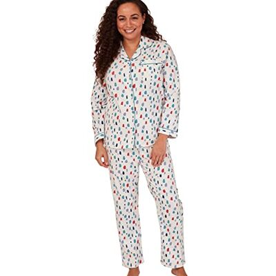 Indigo Sky Luella Damen Schlafanzug aus 100% gebürsteter Baumwolle Wincyette, Splat Spot Elfenbein, 8-10 Indigo Sky Luella Damen Schlafanzug aus 100% gebürsteter Baumwolle Wincyette, Splat Spot Elfenbein, 8-10