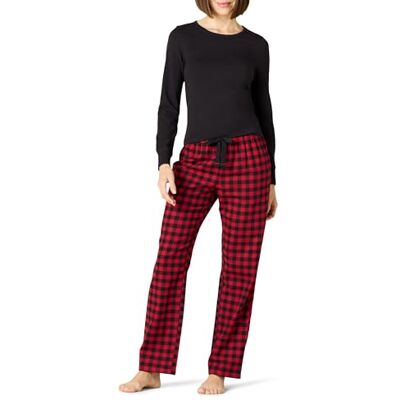 Amazon Leichte Flanellhose und langärmeliges T-Shirt für Damen, Schlafset, Schwarz und klassisches Büffelkaro, X-Small Amazon Leichte Flanellhose und langärmeliges T-Shirt für Damen, Schlafset, Schwarz und klassisches Büffelkaro, X-Small