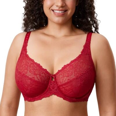DELIMIRA Damen Minimizer Spitzen BH mit Bügel Vollschalen, Große Größen, ohne Polster, Spitze DELIMIRA Damen Minimizer Spitzen BH mit Bügel Vollschalen, Große Größen, ohne Polster, Spitze