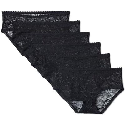 Amazon Damen Umstandsunterwäsche Slip aus Stretch-Spitze, 6er Pack, Schwarz, 42 Amazon Damen Umstandsunterwäsche Slip aus Stretch-Spitze, 6er Pack, Schwarz, 42