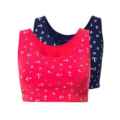 Ulla Popken Damen große Größen Übergrößen Plus Size Bustiers, 2er-Pack, Ankermuster, Rundhals, Biobaumwolle Nachtblau 42+ 847631139-42+ Ulla Popken Damen große Größen Übergrößen Plus Size Bustiers, 2er-Pack, Ankermuster, Rundhals, Biobaumwolle Nachtblau 42+ 847631139-42+