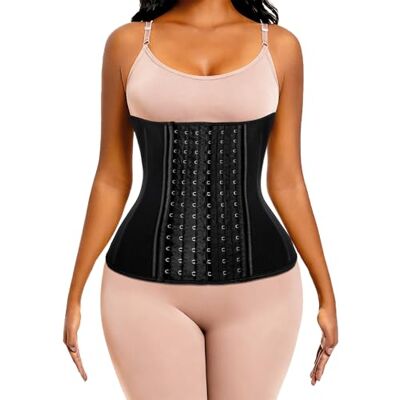 ECOWALSON Taillentrainer für Frauen, Korsett, Cincher, Körperformer, Mieder-Trimmer mit Stahlknochenverlängerung, F-schwarz (9 Stahlknochen Höhe: 29,5 cm), Medium ECOWALSON Taillentrainer für Frauen, Korsett, Cincher, Körperformer, Mieder-Trimmer mit Stahlknochenverlängerung, F-schwarz (9 Stahlknochen Höhe: 29,5 cm), Medium