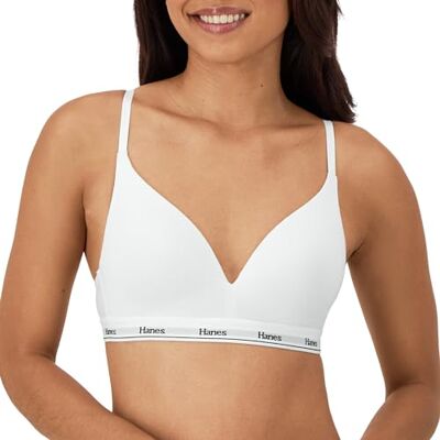 Hanes Damen Originals Contour Wireless, Stretch Cotton T-Shirt Bra, Full Coverage BH, Undurchsichtige, Weiss/opulenter Garten, Large Hanes Damen Originals Contour Wireless, Stretch Cotton T-Shirt Bra, Full Coverage BH, Undurchsichtige, Weiss/opulenter Garten, Large