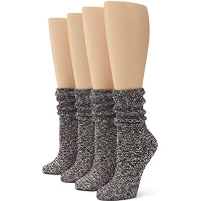 no nonsense Women's Slub Slouch Boot Sock, 4 Pair Pack, Black Marl, 4-10 no nonsense Women's Slub Slouch Boot Sock, 4 Pair Pack, Black Marl, 4-10