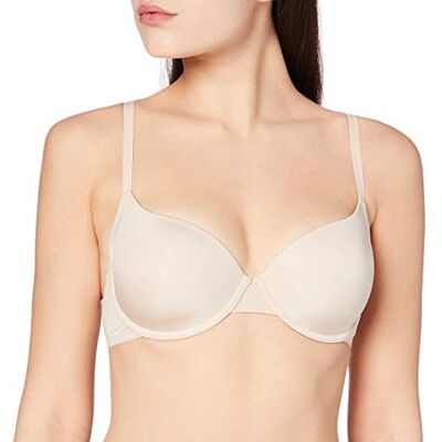 Dorina ADELE Damen Leicht Gepolsterter Demi-BH, Weicher Mikrostoff mit Floralspitzenband, Bügelstütze, Verstellbare Träger, Satinschleife mit Diamantanhänger, Nude Dorina ADELE Damen Leicht Gepolsterter Demi-BH, Weicher Mikrostoff mit Floralspitzenband, Bügelstütze, Verstellbare Träger, Satinschleife mit Diamantanhänger, Nude