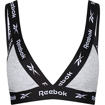 Reebok Triangel-Bralette für Damen in Grau, Low Impact Activewear Cropped Bügel-BH-Oberteil aus Baumwolle Reebok Triangel-Bralette für Damen in Grau, Low Impact Activewear Cropped Bügel-BH-Oberteil aus Baumwolle