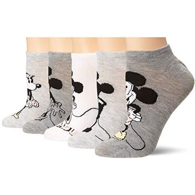 Disney Women's Mickey Mouse 5 Pack No Show, Grey Multi, Fits Sock Size 9-11 Fits Shoe Size 4-10.5 Disney Women's Mickey Mouse 5 Pack No Show, Grey Multi, Fits Sock Size 9-11 Fits Shoe Size 4-10.5