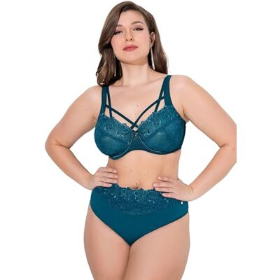 Ulla Popken TruYou Damen große Größen Übergrößen Plus Size TruYou Bügel-BH, transparente Spitze kräftiges Petrol 105D 832800763-105D Ulla Popken TruYou Damen große Größen Übergrößen Plus Size TruYou Bügel-BH, transparente Spitze kräftiges Petrol 105D 832800763-105D