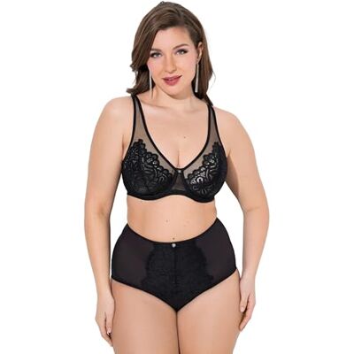 Ulla Popken TruYou Damen große Größen Übergrößen Plus Size TruYou Bügel-BH, Spitze, Mesh-Träger schwarz 115E 832811100-115E Ulla Popken TruYou Damen große Größen Übergrößen Plus Size TruYou Bügel-BH, Spitze, Mesh-Träger schwarz 115E 832811100-115E