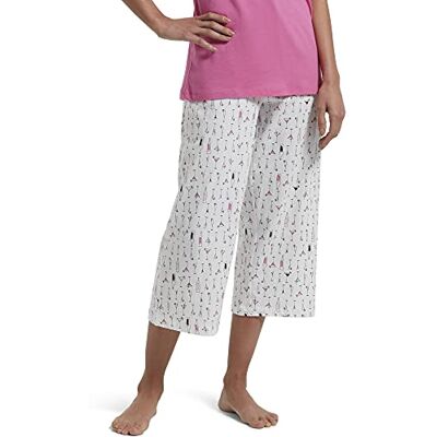 HUE Damen Bedruckte Capri-Pyjama-Schlafhose, Hergestellt mit Temperaturregelungstechnologie Pyjamahose, White Dwink, 3X Mehr HUE Damen Bedruckte Capri-Pyjama-Schlafhose, Hergestellt mit Temperaturregelungstechnologie Pyjamahose, White Dwink, 3X Mehr