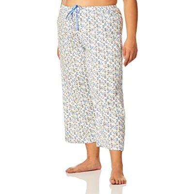 HUE Damen Printed Knit Capri Pajama Sleep Pant Pyjamahose, White/ICY Margarita, 3X Mehr HUE Damen Printed Knit Capri Pajama Sleep Pant Pyjamahose, White/ICY Margarita, 3X Mehr