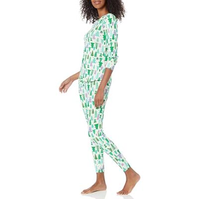 Amazon Damen Anschmiegsames Pyjama-Set Aus Baumwolle (In Übergröße Erhältlich), Ecru Weihnachtsbaum, XS Amazon Damen Anschmiegsames Pyjama-Set Aus Baumwolle (In Übergröße Erhältlich), Ecru Weihnachtsbaum, XS