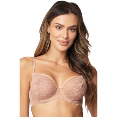 VIVISENCE Damen BH Eleganter Mit Soft-Cups Und Spitze Mit Dekorativem Anhänger Verstellbare Nicht Abnehmbare Träger, Beige,90C VIVISENCE Damen BH Eleganter Mit Soft-Cups Und Spitze Mit Dekorativem Anhänger Verstellbare Nicht Abnehmbare Träger, Beige,90C