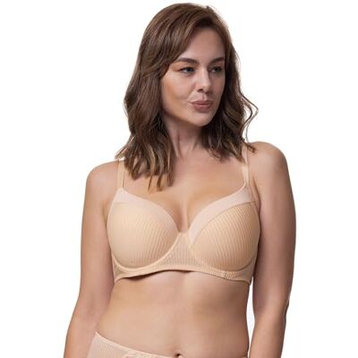 Dorina Carmen Leicht Gepolsterter Demi-BH – Burnout-Streifen-Mikrostoff, Bügel-Unterstützung, Power-Mesh U-Rücken-Flügel, Beige Dorina Carmen Leicht Gepolsterter Demi-BH – Burnout-Streifen-Mikrostoff, Bügel-Unterstützung, Power-Mesh U-Rücken-Flügel, Beige