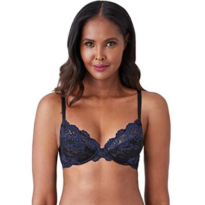 Wacoal Damen Instant Icon Underwire Bra BH, Undurchsichtige, Schwarz/Eclipse, 85E Wacoal Damen Instant Icon Underwire Bra BH, Undurchsichtige, Schwarz/Eclipse, 85E
