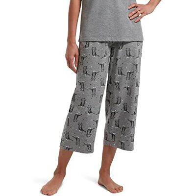 HUE Damen Bedruckte Capri-Pyjama-Schlafhose, Hergestellt mit Temperaturkontrolle-Technologie Pyjamahose, Medium Grey Heather/Sweet Kitty, 1X Mehr HUE Damen Bedruckte Capri-Pyjama-Schlafhose, Hergestellt mit Temperaturkontrolle-Technologie Pyjamahose, Medium Grey Heather/Sweet Kitty, 1X Mehr