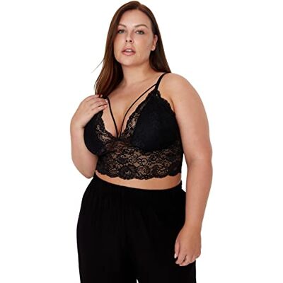 TRENDYOL Bustier mit schwarzer Paspelierung, Übergröße, Übergröße, TBBAW23CW00000, Schwarz, Größe XXL, Schwarz/Schiere Freude, XXL TRENDYOL Bustier mit schwarzer Paspelierung, Übergröße, Übergröße, TBBAW23CW00000, Schwarz, Größe XXL, Schwarz/Schiere Freude, XXL