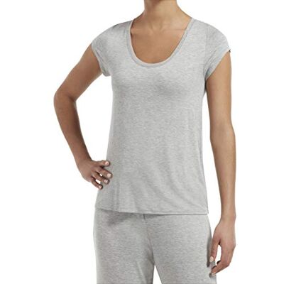 HUE Damen SleepWell with TempTech Short Sleeve Pajama Sleep Pyjama-Oberteil (Top), Hellgrau (Light Grey Heather), X-Groß HUE Damen SleepWell with TempTech Short Sleeve Pajama Sleep Pyjama-Oberteil (Top), Hellgrau (Light Grey Heather), X-Groß