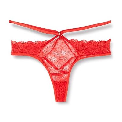 Dagi Women's Red Regular Waist Brazilian Pants with Lace, Red,M Dagi Women's Red Regular Waist Brazilian Pants with Lace, Red,M