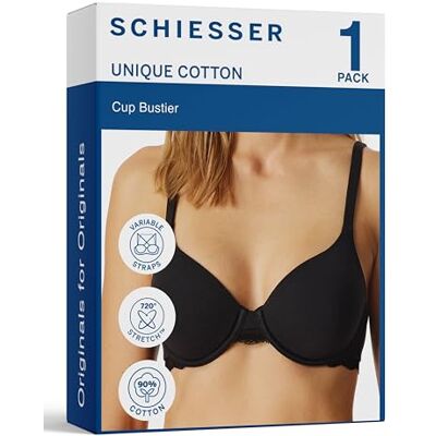 Schiesser Damen Bügel BH mit Schale und Spitze Unique Cotton Schiesser Damen Bügel BH mit Schale und Spitze Unique Cotton
