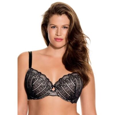 Dorina Damen Celine Leicht Gepolsterter Demi-BH – Bügel-BHS mit Geformten Cups, Florales Spitzendesign und Stützenden U-Rückenflügeln, Schwarz Dorina Damen Celine Leicht Gepolsterter Demi-BH – Bügel-BHS mit Geformten Cups, Florales Spitzendesign und Stützenden U-Rückenflügeln, Schwarz
