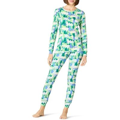 Amazon Damen Anschmiegsames Pyjama-Set Aus Baumwolle (In Übergröße Erhältlich), Elfenbein Feiertags-bären-Tarnmuster/Smaragdgrün, XL Amazon Damen Anschmiegsames Pyjama-Set Aus Baumwolle (In Übergröße Erhältlich), Elfenbein Feiertags-bären-Tarnmuster/Smaragdgrün, XL