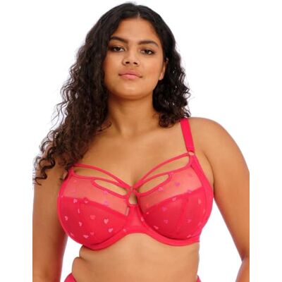 Elomi Damen Sachi Strappy Underwire Bra Plunge-BH, Durchsichtig, Rotes Konfetti, 34GG Elomi Damen Sachi Strappy Underwire Bra Plunge-BH, Durchsichtig, Rotes Konfetti, 34GG