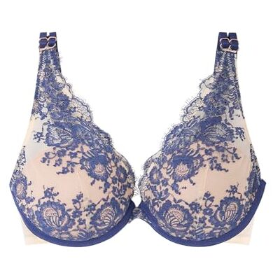 Women'secret Damen Neckholder Push-Up-Design BH, Print Blau, C Women'secret Damen Neckholder Push-Up-Design BH, Print Blau, C