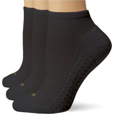 HUE Damen Air Sport 3 Paar Quarter Socken, schwarz, Einheitsgröße HUE Damen Air Sport 3 Paar Quarter Socken, schwarz, Einheitsgröße