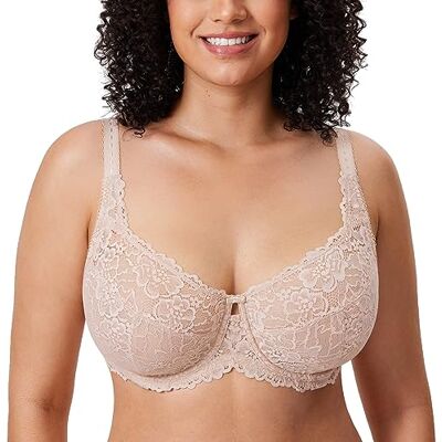 DELIMIRA Damen Minimizer Spitzen BH mit Bügel Vollschalen, Große Größen, ohne Polster, Spitze DELIMIRA Damen Minimizer Spitzen BH mit Bügel Vollschalen, Große Größen, ohne Polster, Spitze