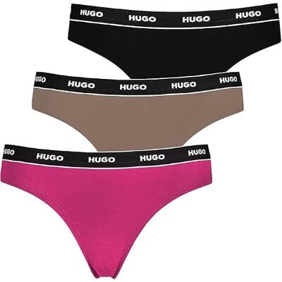 HUGO Damen Triplet Thong Stripe Dreierpack Strings aus Stretch-Baumwolle mit Logos am Bund HUGO Damen Triplet Thong Stripe Dreierpack Strings aus Stretch-Baumwolle mit Logos am Bund